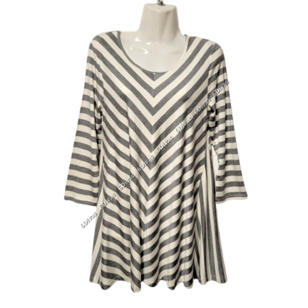 Rayon Tunic Top, Striped Tunic Top - Size S- NEW